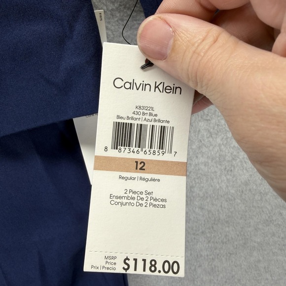 Calvin Klein Suit Set Boys 12 Blue 2 Piece Jacket Pants Formal Wedding - Picture 2 of 12